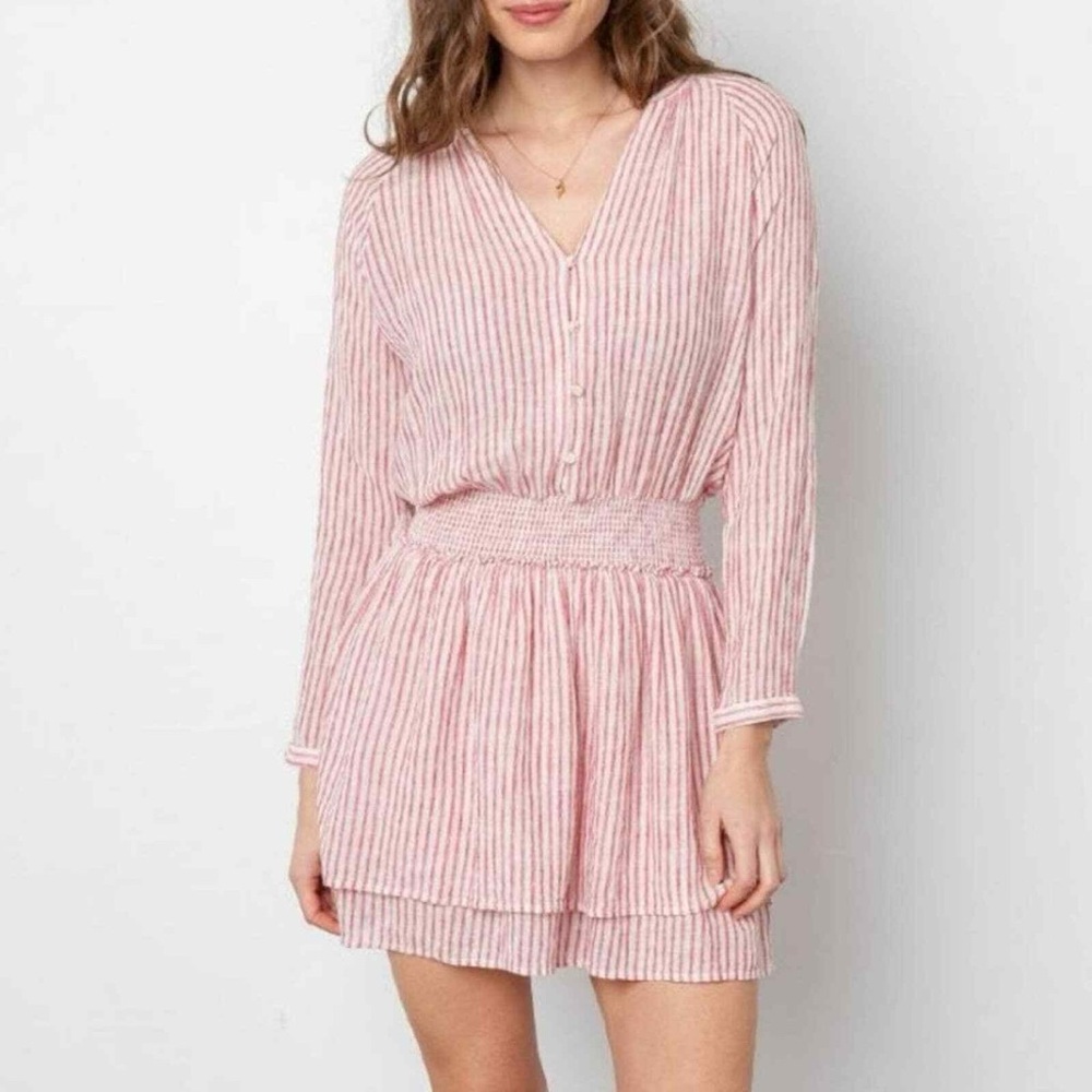 Rails Jasmine Stripe Smock Waist Dress In Red White Belmont Stripe Womens
